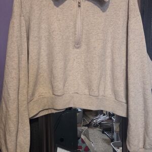 Hollister Light Gray Half-Zip Sweater